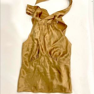 The Limited Gold Silk Sleeveless Top
